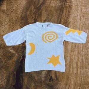 Vintage 70s 80s celestial knit sweater half sleeve, eclectic art teacher space